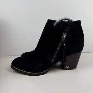 Sam Edelman Macon Black Suede Ankle Boots Size 9.5